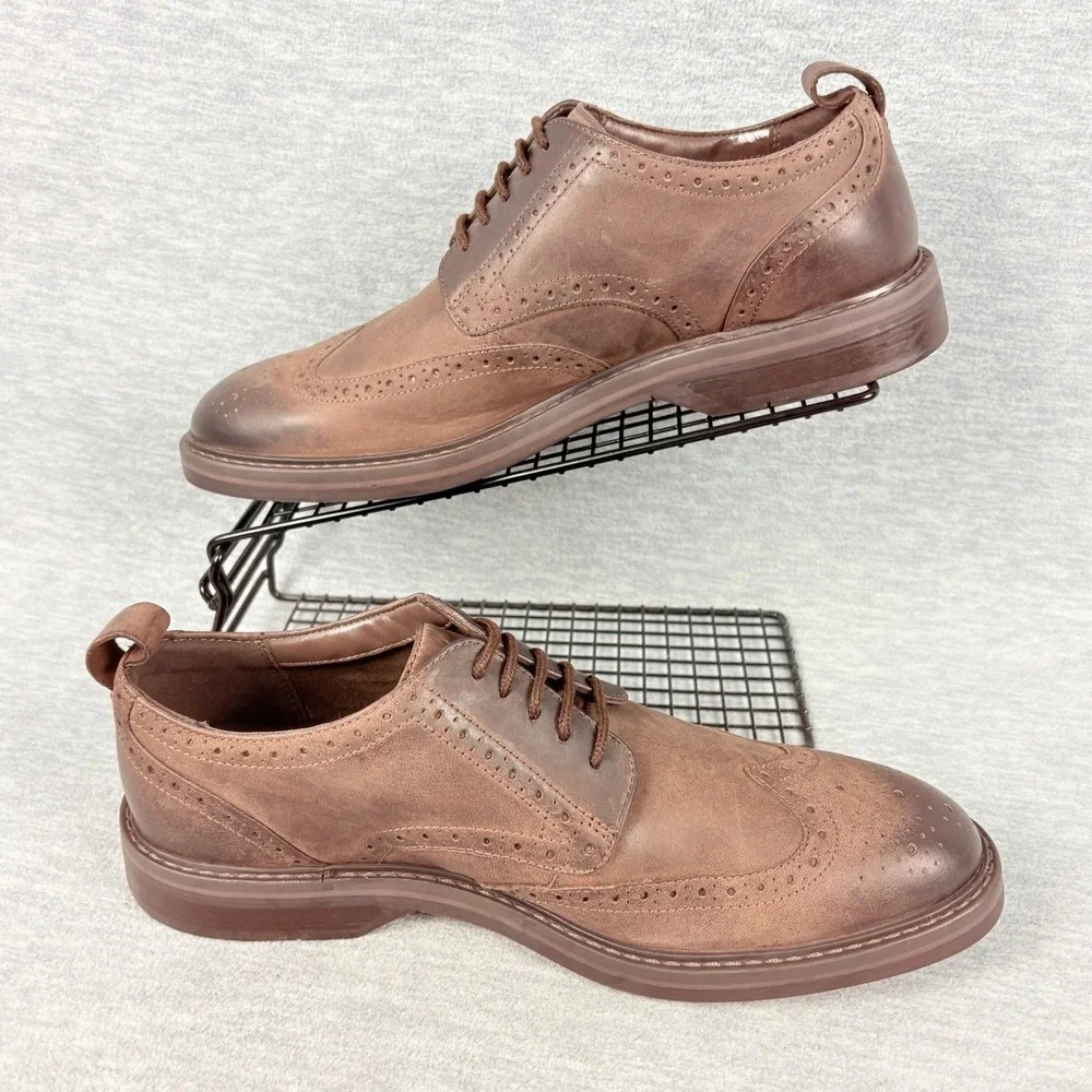 Clarks Aldwin Limit Brown Leather Wingtip Oxford Dress Shoes Mens 9.5 M 83254